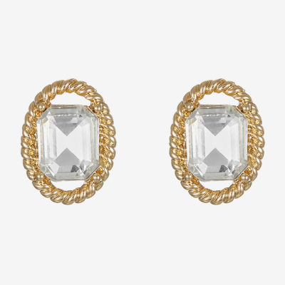 Monet Jewelry Glass 17.5mm Oval Stud Earrings