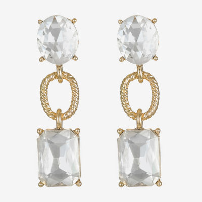 Monet Jewelry Rope Twist Link Glass Oval Drop Earrings