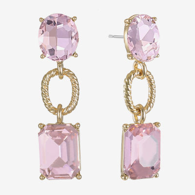 Monet Jewelry Rope Twist Link Womens Glass Oval Hypoallergenic Drop Earrings