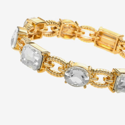 Monet Jewelry Rope Twist Link Womens Glass Oval Stretch Bracelet