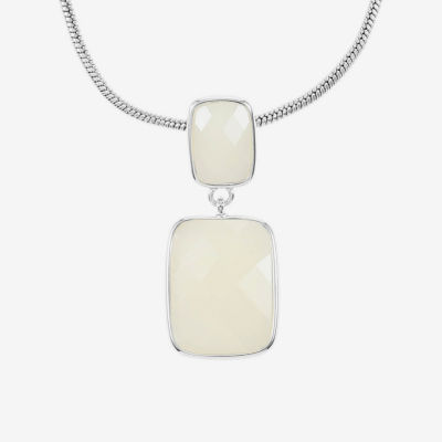 Liz Claiborne Womens White Rectangular 17 Inch Pendant Necklaces