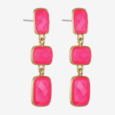 Liz Claiborne Pink Rectangular Drop Earrings