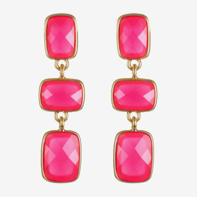 Liz Claiborne Pink Rectangular Drop Earrings