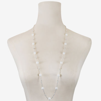 Liz Claiborne Matte Silver Tone 34 Inch Strand Necklace