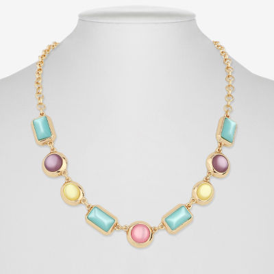 Liz Claiborne Womens Gold Tone 17 Inch Collar Necklace