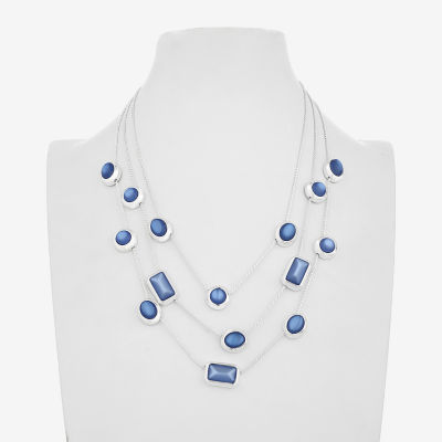 Liz Claiborne Womens Silver Tone 17 Inch Collar Necklace