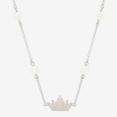Limited Quantities! Womens Dyed White Cultured Freshwater Pearl Sterling Silver Crown 16 Inch Pendant Necklace
