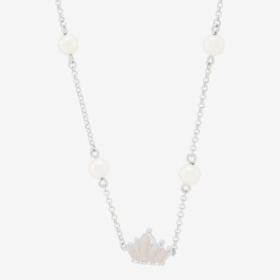 Limited Quantities! Womens Dyed White Cultured Freshwater Pearl Sterling Silver Crown 16 Inch Pendant Necklace