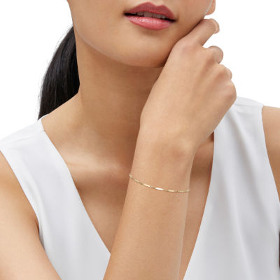 Womens 14K Gold Solid 7.5 Inch Link Bracelet