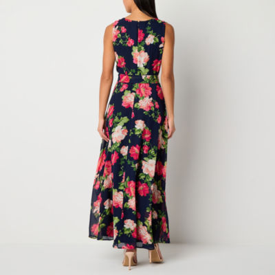 Machine Wash Linen Blend Dress Women's Sleeveless Floral Maxi Dress With  Pockets - Loose Fit V-Neck Tank Dress, Large Cotton Sun Dresses For Women