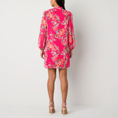 Jessica Howard Womens Long Sleeve Floral Shift Dress