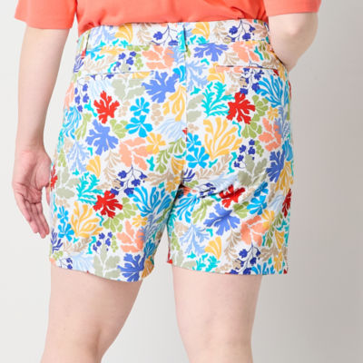 St. John's Bay Womens 8" Mid Rise Plus Chino Short