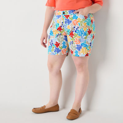 St. John's Bay Womens 8" Mid Rise Plus Chino Short