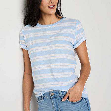 a.n.a Womens Crew Neck Short Sleeve T-Shirt, X-large, Blue