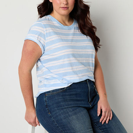 a.n.a Womens Plus Crew Neck Short Sleeve T-Shirt, 2x, Blue