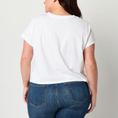 a.n.a Womens Plus Crew Neck Short Sleeve Pocket T-Shirt