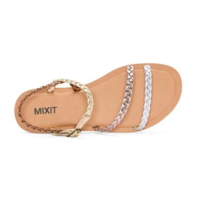 Mixit Womens Multi Strap Adjustable Strap Flat Sandals