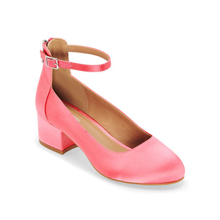 Christie & Jill Layla Girls Closed Toe Block Heel Pumps, 1 Medium, Pink