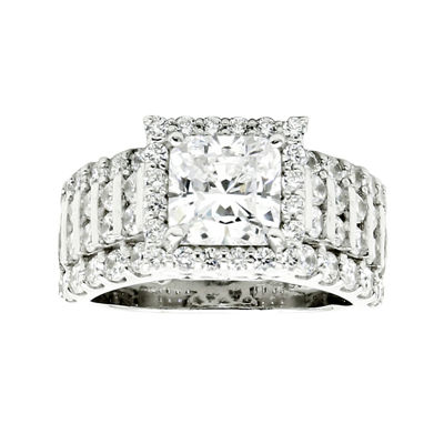 DiamonArt® Cubic Zirconia Sterling Silver  Frame Ring