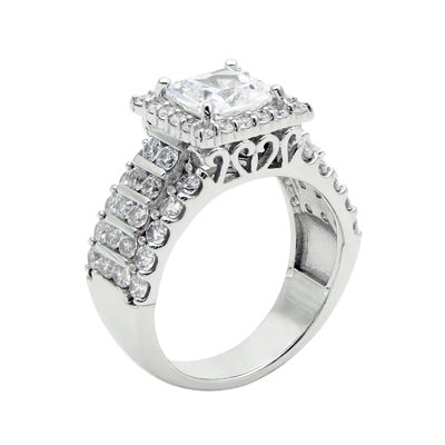 DiamonArt® Cubic Zirconia Sterling Silver  Frame Ring