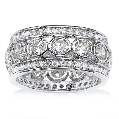 DiamonArt® 24MM 4 3/4 CT. T.W. White Cubic Zirconia Platinum Over Silver Round Band