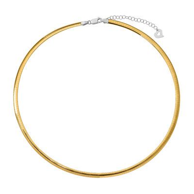 14K Two Tone Gold Inch Semisolid Omega Chain Necklace