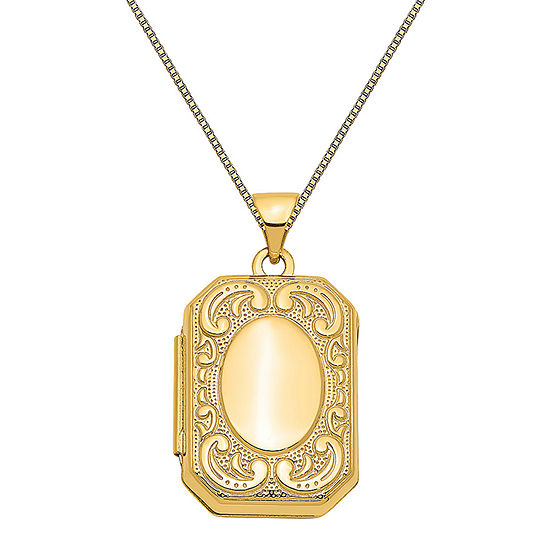 Womens 14K Gold Rectangular Locket Necklace