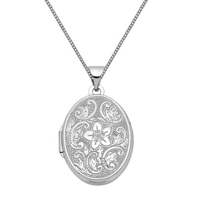 Womens 14K Gold Oval Locket Necklace