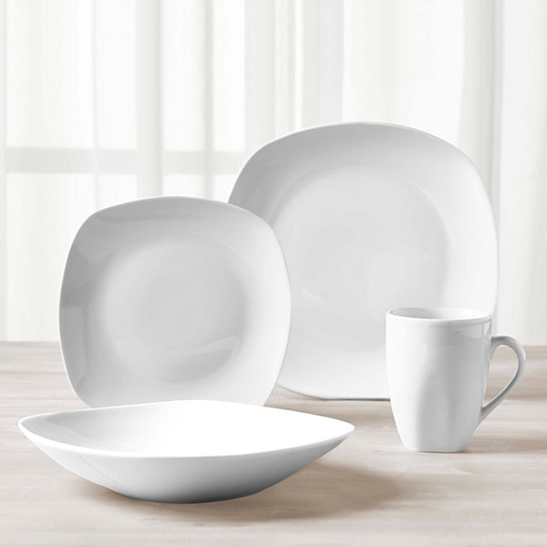 Tabletops Unlimited® Quinto White Porcelain Square 16-pc. Dinnerware Set