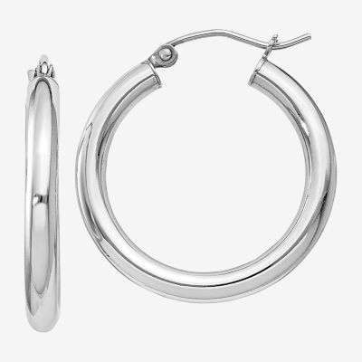 Womens Sterling Silver Titanium 27mm Hoop Earrings