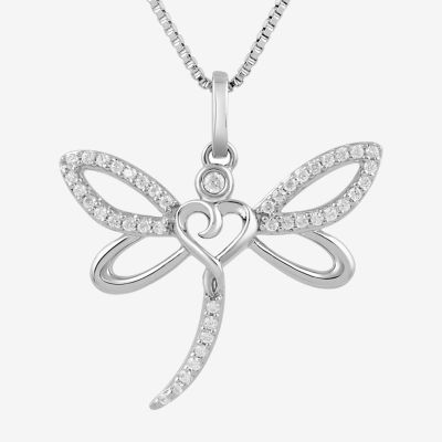 Hallmark Diamonds Dragon Fly Womens 1 10 CT T W Genuine White Diamond 