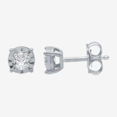 (G / SI1-SI2) Ever Star 1/5 CT. T.W. Lab Grown White Diamond Sterling Silver or 14K Gold over Silver 5.3mm Stud Earrings