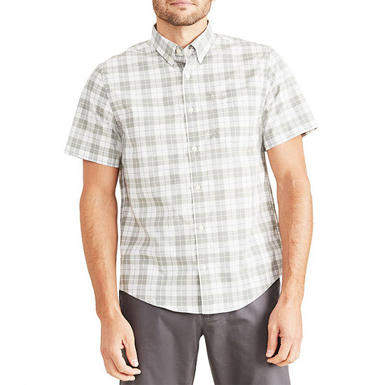 Dockers Signature Comfort Flex Mens Classic Fit Short Sleeve Plaid Button-Down Shirt
