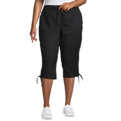 St. John's Bay Mid Rise Cargo Cropped Pants-Plus