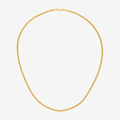 14K Gold Inch Solid Wheat Chain Necklace