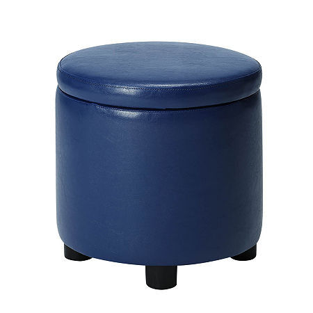 Designs4Comfort Round Storage Ottoman, One Size, Blue