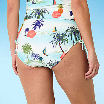 Outdoor Oasis Womens Striped High Waist Bikini Swimsuit Bottom, Color:  Light Blue Stripe - JCPenney