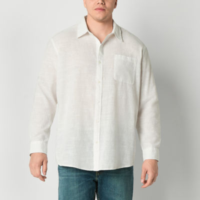 Button Down Big And Tall Linen Shirts John's Bay Linen Blend Big