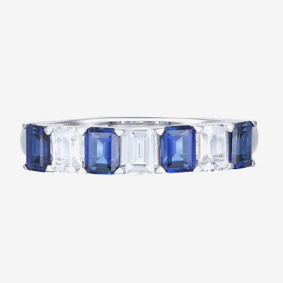 Womens Lab Created Blue Sapphire Sterling Silver Eternity Cocktail Ring