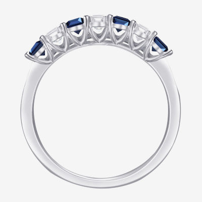 Womens Lab Created Blue Sapphire Sterling Silver Eternity Cocktail Ring