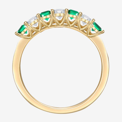 Womens Lab Created Green Emerald 14K Gold Over Silver Eternity Cocktail Ring