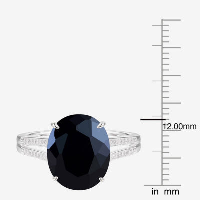 Womens Genuine Black Onyx Sterling Silver Side Stone Cocktail Ring