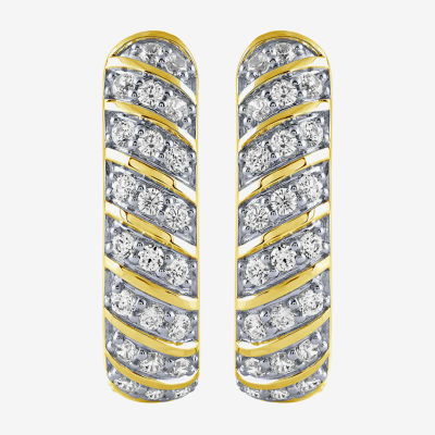 (H-I / I1) 1 CT. T.W. Lab Grown White Diamond 10K Gold 22.7mm Hoop Earrings