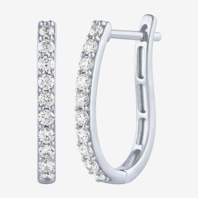 (H-I / I1) 1/2 CT. T.W. Lab Grown White Diamond 10K or Yellow Gold 18mm Hoop Earrings