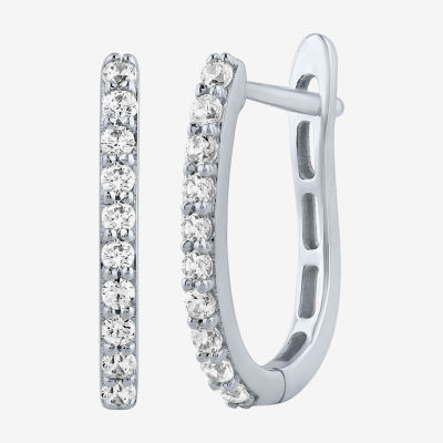 (H-I / I1) 1/4 CT. T.W. Lab Grown White Diamond 10K Gold 14.5mm Hoop Earrings