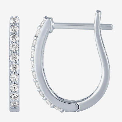 (H-I / I1) 1/4 CT. T.W. Lab Grown White Diamond 10K Gold 14.5mm Hoop Earrings