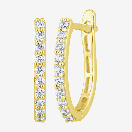 (H-I / I1) 1/4 CT. T.W. Lab Grown White Diamond 10K Gold 14.5mm Hoop Earrings, One Size, Yellow