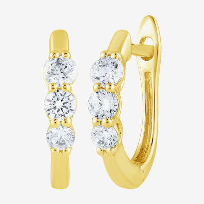 (H-I / I1) 1/2 CT. T.W. Lab Grown White Diamond 10K Gold 15.2mm Hoop Earrings