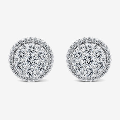 Diamond Blossom (I / I1) 1 1/2 CT. T.W. Lab Grown White Diamond 10K White Gold 11.4mm Stud Earrings