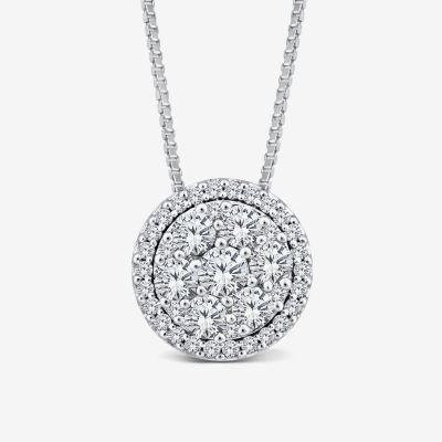 Diamond Blossom (I / I1) Womens / CT. T.W. Lab Grown White Diamond 10K White Gold Pendant Necklace